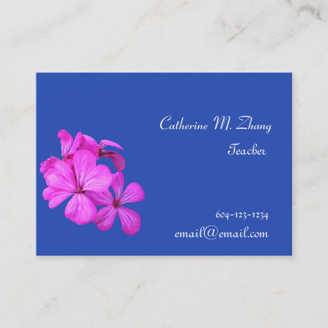 Tarjeta De Visita maestra, flores rosas (Anverso)