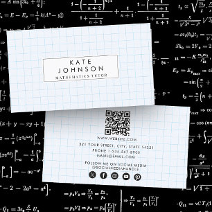 Tarjeta De Visita Maestra Matemática Docente Tutor Graph Teacher Cód
