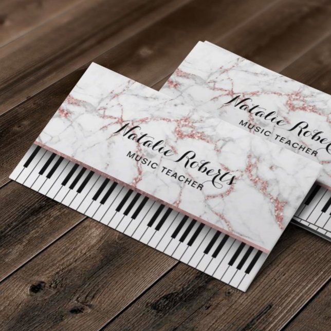 Tarjeta De Visita Maestra musical Claves de piano de mármol Rosa mod (Subido por el creador)