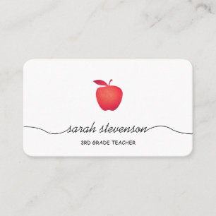 Tarjeta De Visita Maestra primaria de la Escuela de la Manzana Roja