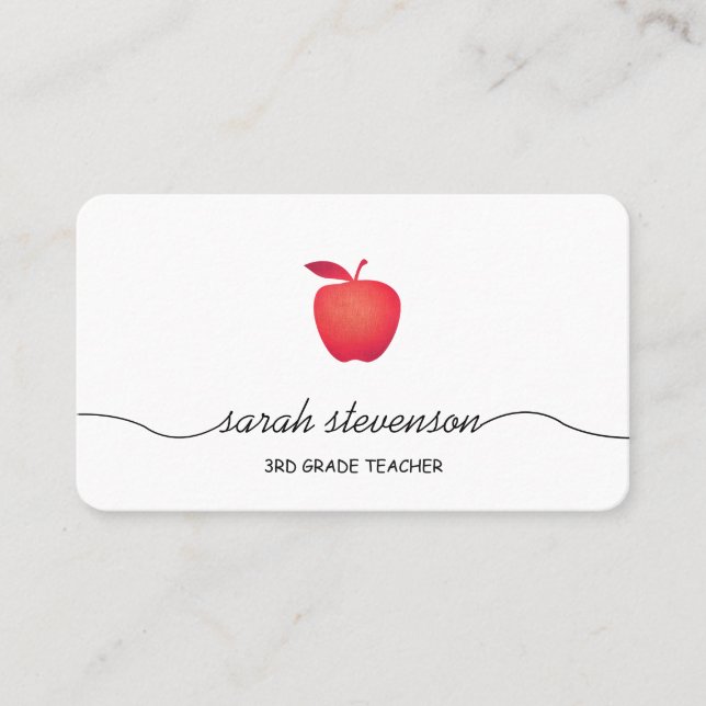 Tarjeta De Visita Maestra primaria de la Escuela de la Manzana Roja  (Anverso)