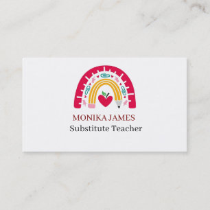 Tarjeta De Visita Maestra sustituta arcoíris colorida linda