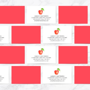 Tarjeta De Visita Maestra sustituta de Apple roja