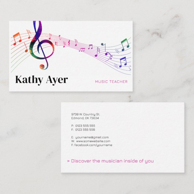 Tarjeta De Visita Maestría de Música (Anverso / Reverso)