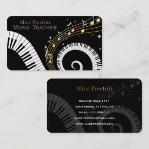 Tarjeta De Visita Maestría de Música   Piano espiral