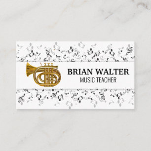 Tarjeta De Visita Maestría de Música   Trumpet Horn   Notas de sonid