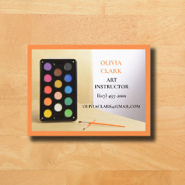 Tarjeta De Visita Maestría en arte naranja Clase de Arte Educador