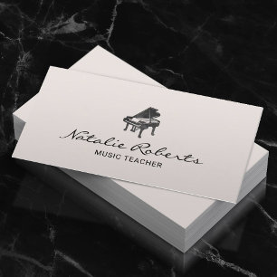 Tarjeta De Visita Maestría en Música Elegante Logotipo de piano Míni