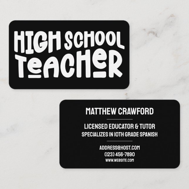 Tarjeta De Visita Maestría minimalista de secundaria (Anverso / Reverso)