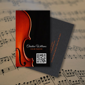 Tarjeta De Visita Maestro de Música de Cuerda Clásica QRcode Profesi