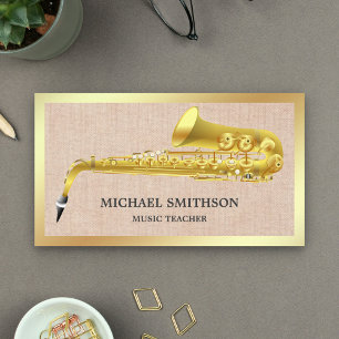 Tarjeta De Visita Maestro de Música de Saxofón con Papel de Estraza 
