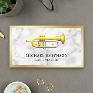 Tarjeta De Visita Maestro de música de trompeta de mármol blanco con