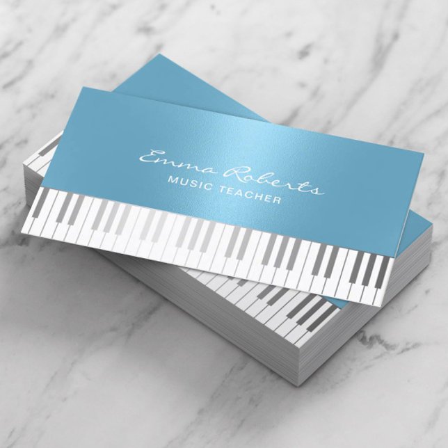 Tarjeta De Visita Maestro de música moderna de piano azul teclas mus (Subido por el creador)