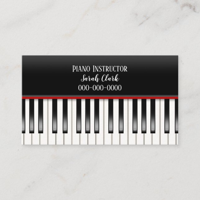 Tarjeta De Visita Maestro de piano con teclado (Anverso)