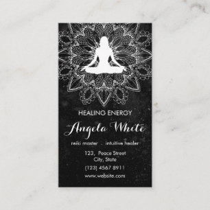Tarjeta De Visita Maestro de Reiki blanco negro Instructor de Yoga H