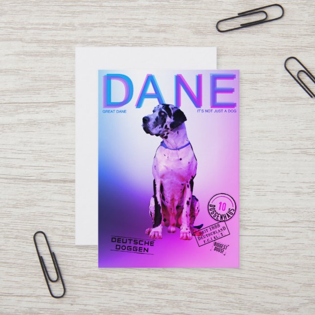 Tarjeta De Visita Magazine Style Great Dane (Anverso/Reverso In Situ)