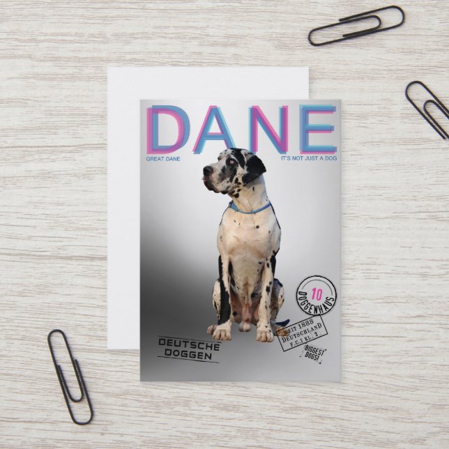 Tarjeta De Visita Magazine Style Great Dane (Anverso/Reverso In Situ)