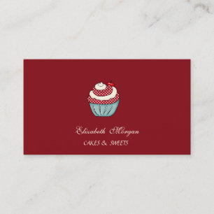 Tarjeta De Visita Magdalena Adorable Cupcake Rojo Cereza Dulces Pana