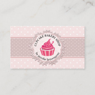 Tarjeta De Visita Magdalena de lunares rosados y lindos