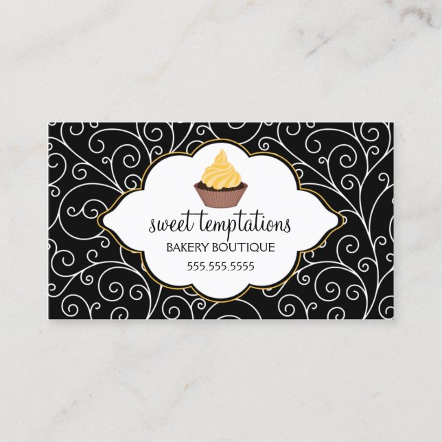 Tarjeta De Visita Magdalena elegante de la panadería (Anverso)