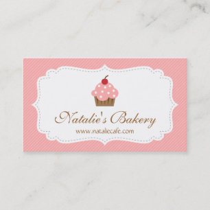 Tarjeta De Visita Magdalena elegante, moderna, rosada, panadería