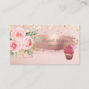 Tarjeta De Visita Magdalena, Flor, Confeti Dorado, Pincelada