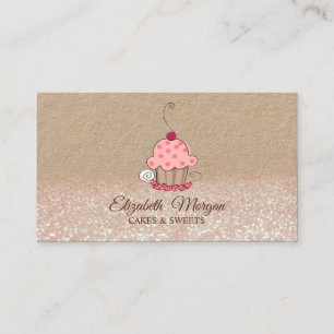 Tarjeta De Visita Magdalena, Glitter Ombré Panadería Rústica Kraft