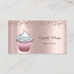 Tarjeta De Visita Magdalena moderna elegante de oro rosa con diamant