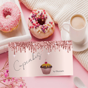 Tarjeta De Visita Magdalenas Chic Cereza Gotear Oro Rosa