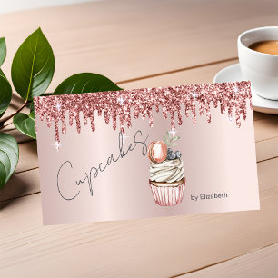 Tarjeta De Visita Magdalenas Chic Macaroon Drips Rosa Oro
