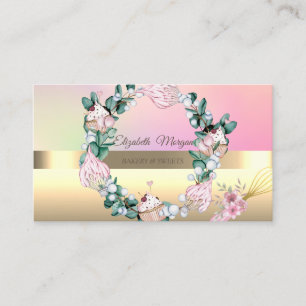 Tarjeta De Visita Magdalenas Elegantes Batidor Verde  Panadería