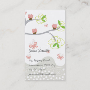 Tarjeta De Visita Magdalenas rosadas dulces caprichosas en mariposa