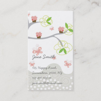 Tarjeta De Visita Magdalenas rosadas dulces caprichosas en mariposa