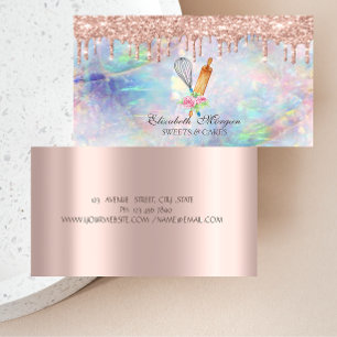 Tarjeta De Visita Magdalenas Sweets Rose Gold Drips Opal Panadería