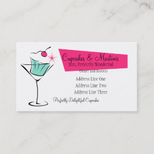 Tarjeta De Visita Magdalenas y martinis en rosas fuertes