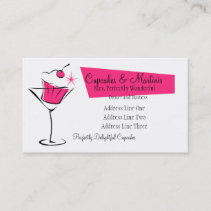 Tarjeta De Visita Magdalenas y martinis en rosas fuertes