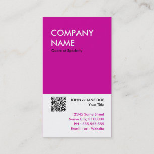 Tarjeta De Visita magenta bold diseñar su propio código QR