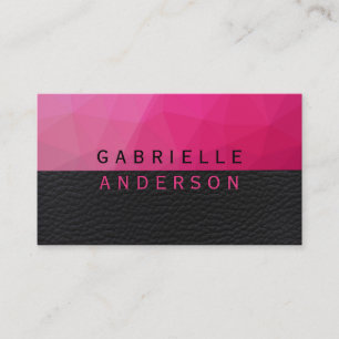 Tarjeta De Visita Magenta geométrica   Lux Black Leather