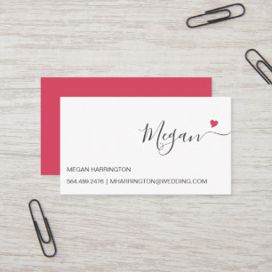 Tarjeta De Visita Magenta Heart Simple Elegante Personalizado de Tip
