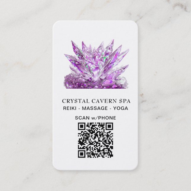 Tarjeta De Visita *~* Magenta mágica esparcante cósmico Crystal QR (Anverso)