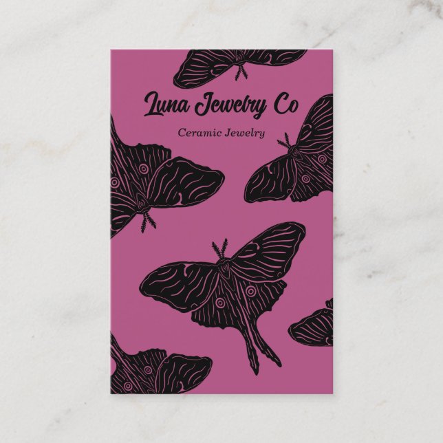 Tarjeta De Visita Magenta Mystical Luna Moth Blank Business Card (Anverso)