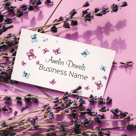 Tarjeta De Visita Magenta plaza de mariposas rosa y azul