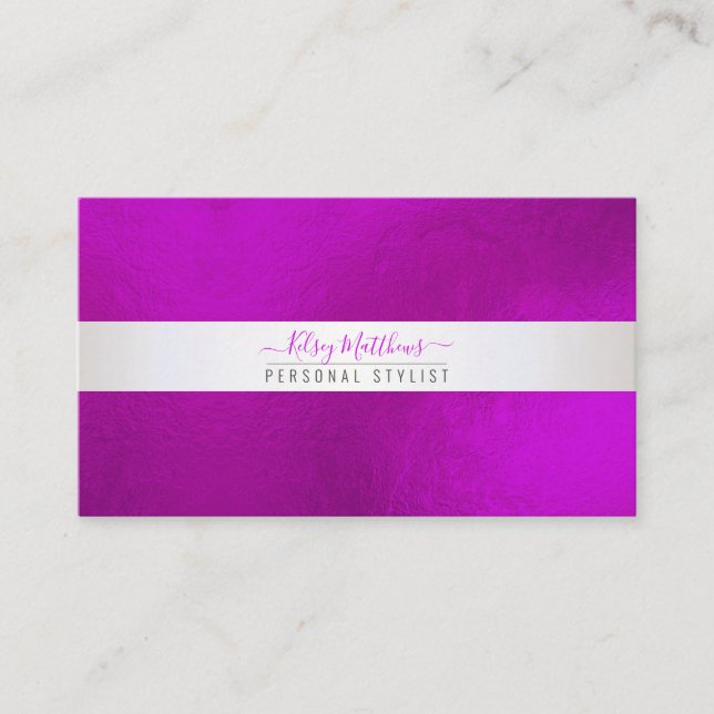 Tarjeta De Visita Magenta radiante Minimalista de PixDezines (Anverso)