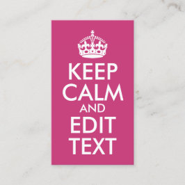 Tarjeta De Visita Magenta y blanco mantienen la calma y editan texto