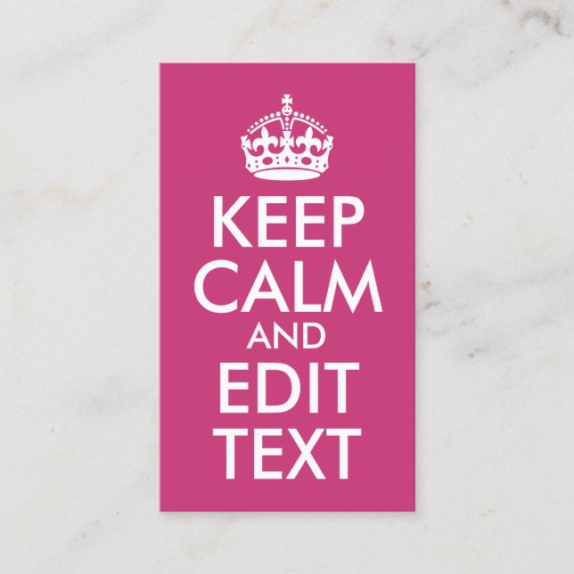 Tarjeta De Visita Magenta y blanco mantienen la calma y editan texto (Anverso)