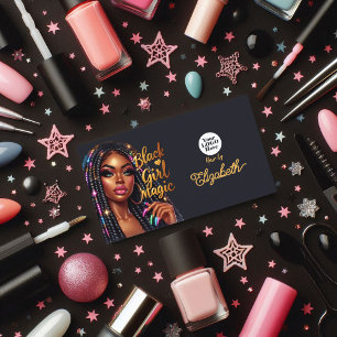 Tarjeta De Visita Magia de Chica Negra Marca de Salón de Belleza Ele