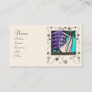 Tarjeta De Visita MAGIA DE LA PRIMAVERA azul brillante morado blanco
