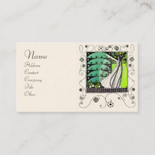 Tarjeta De Visita MAGIA DE LA PRIMAVERA verde blanco brillante negro
