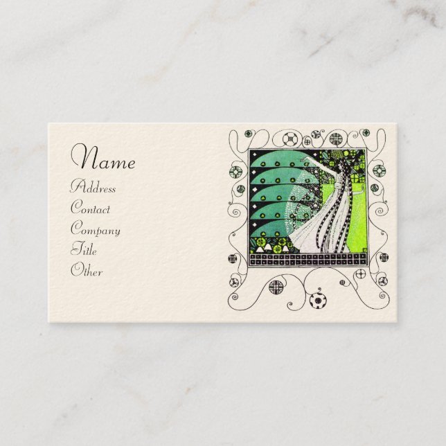 Tarjeta De Visita MAGIA DE LA PRIMAVERA verde blanco brillante negro (Anverso)
