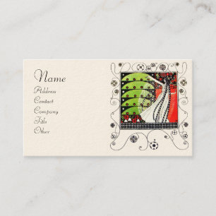 Tarjeta De Visita MAGIA DE LA PRIMAVERA verde blanco negro brillante